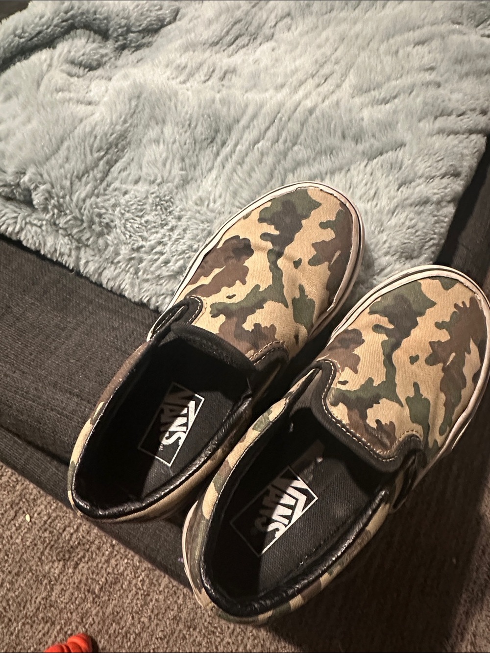 Vans Kids Slip-On Sneakers in Camouflage Green and Brown